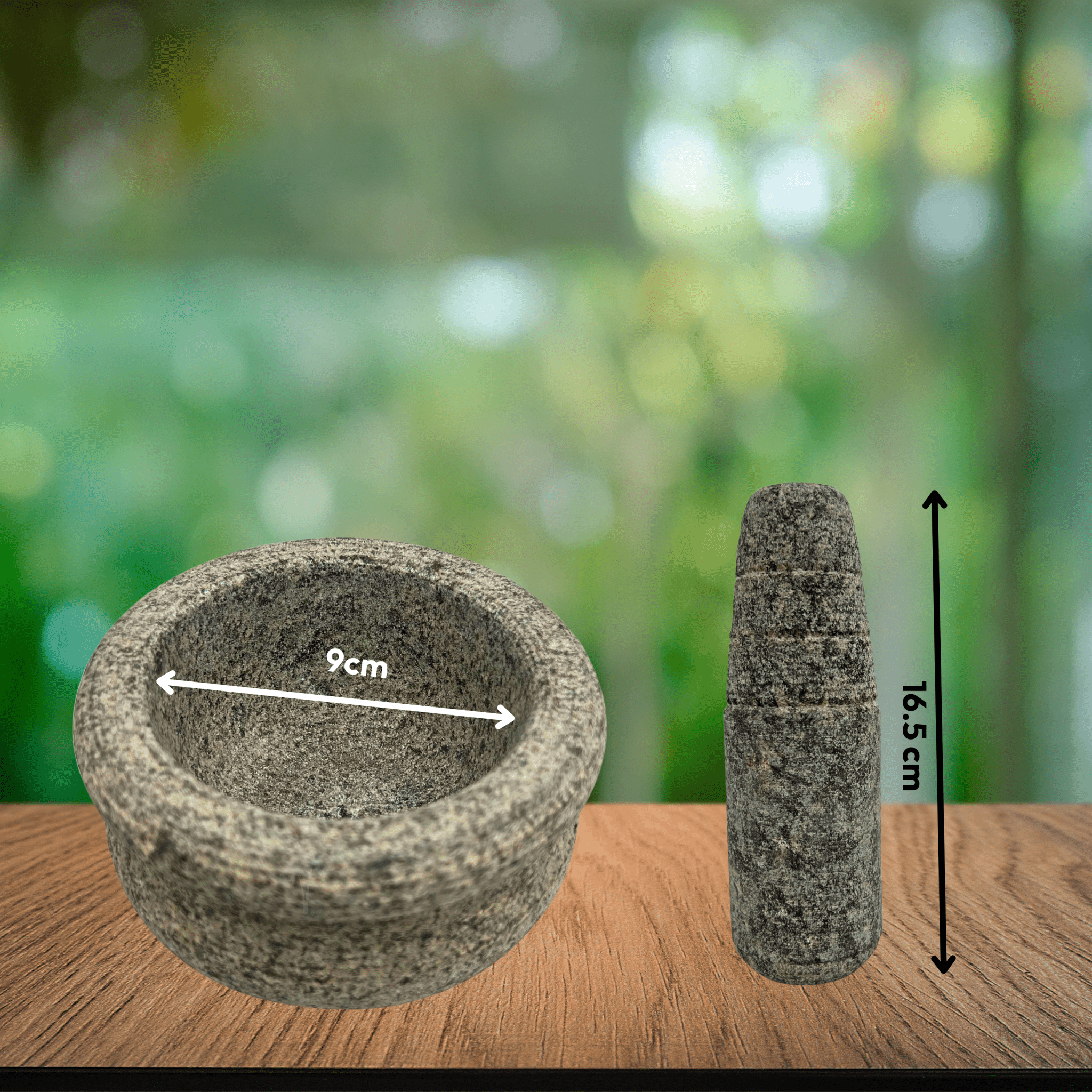 Kalvam Stone Mortar and Pestle Round Small - 5 Inch - Twin Palmyra