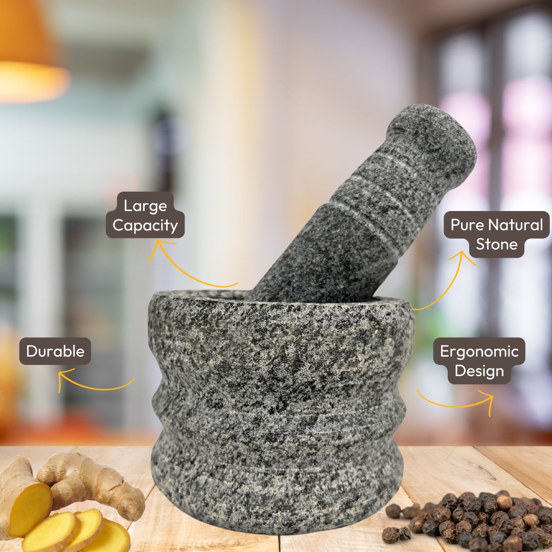 Stone Mortar and Pestle Set- Elegant