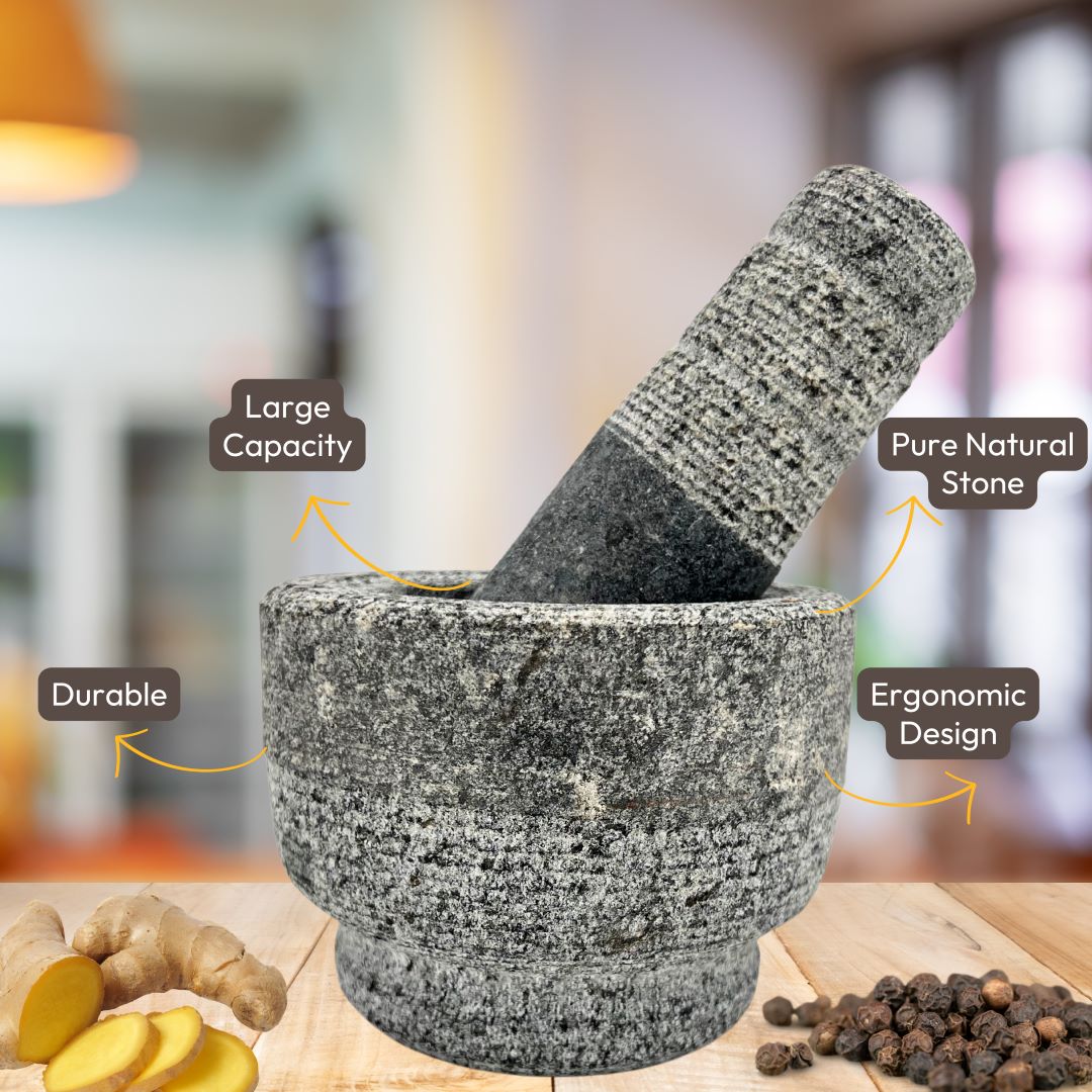 Stone Mortar and Pestle Set- Bowl Shape