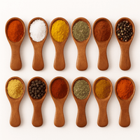Neem Wood Spoon Set 12 Pcs Short Handle — Masala & Serving Spoons