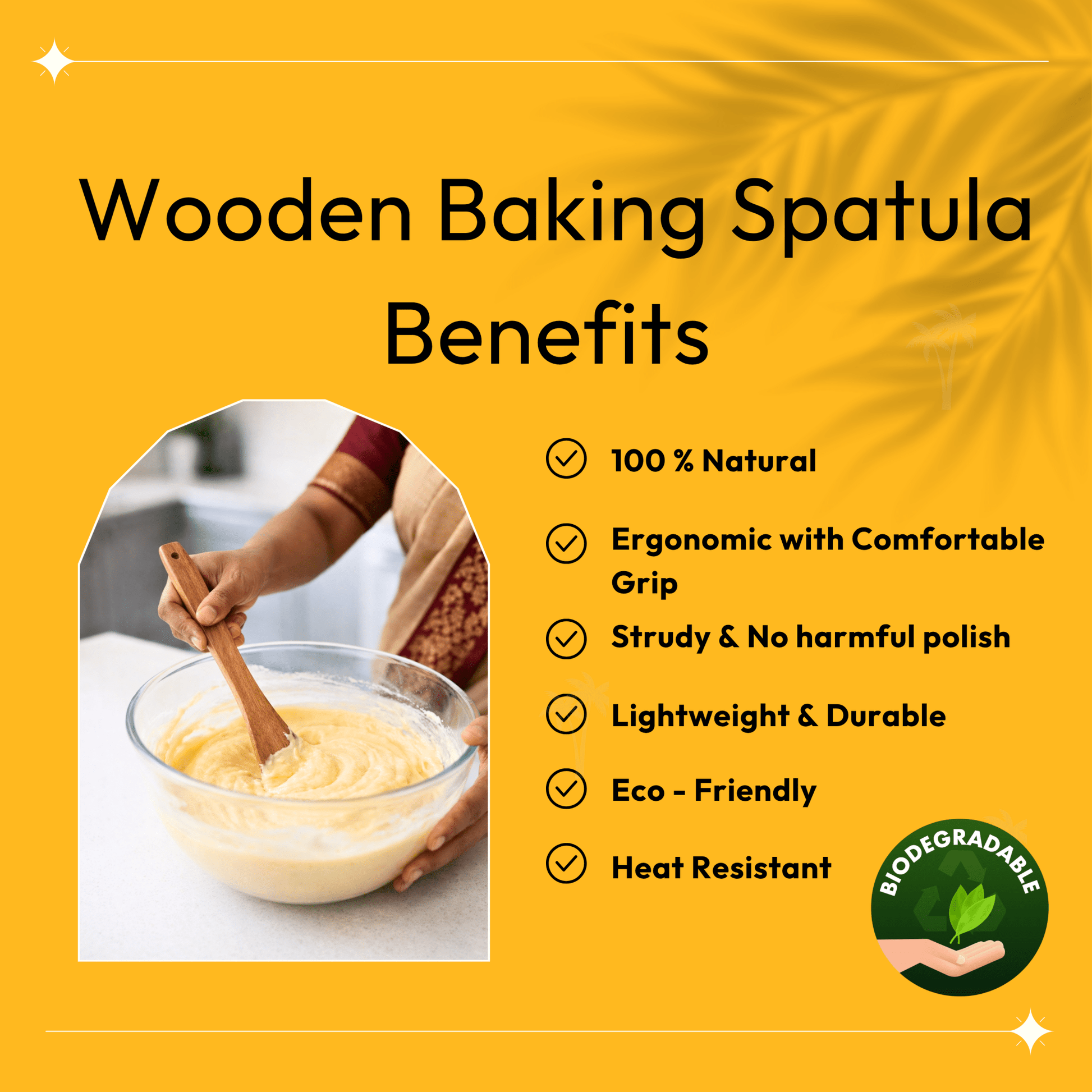 Neem Wooden Spatula - Baking/Flipping/Mixing/Stirring - Twin Palmyra