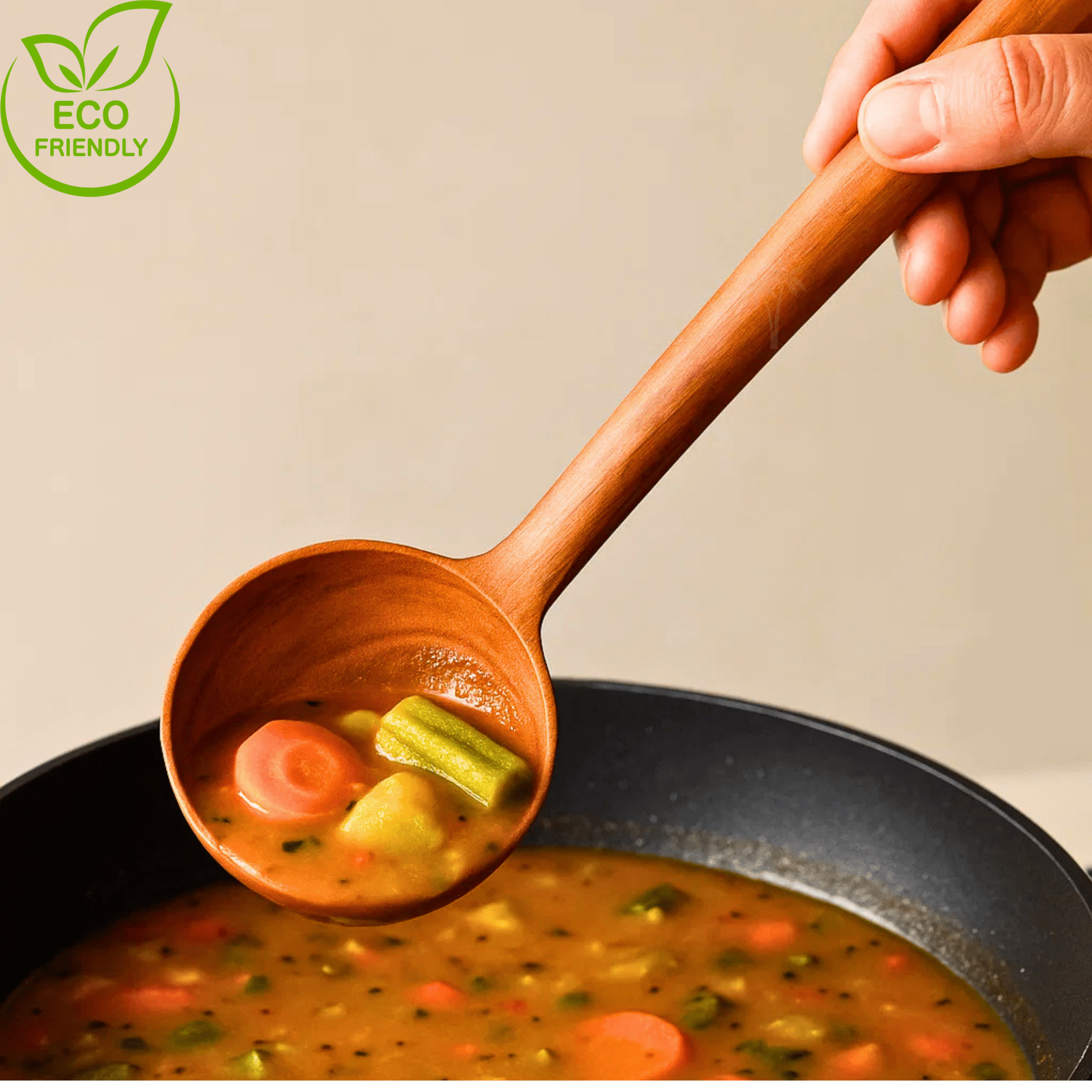 Neem Wooden Spatula Set - 3 Pcs(Ladle/Serving Spoon/Turner) - Twin Palmyra