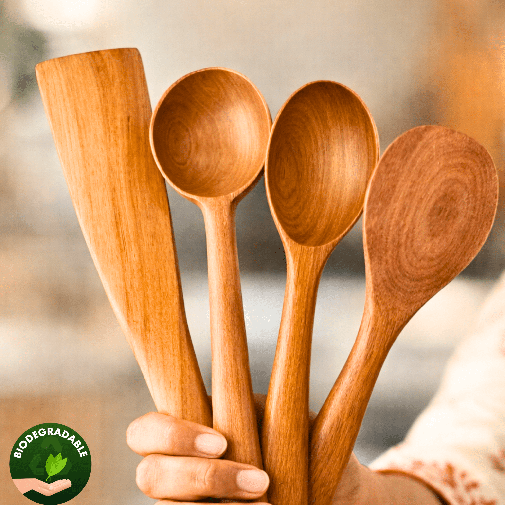 Neem Wooden Spatula Set - 4 Pcs - Twin Palmyra