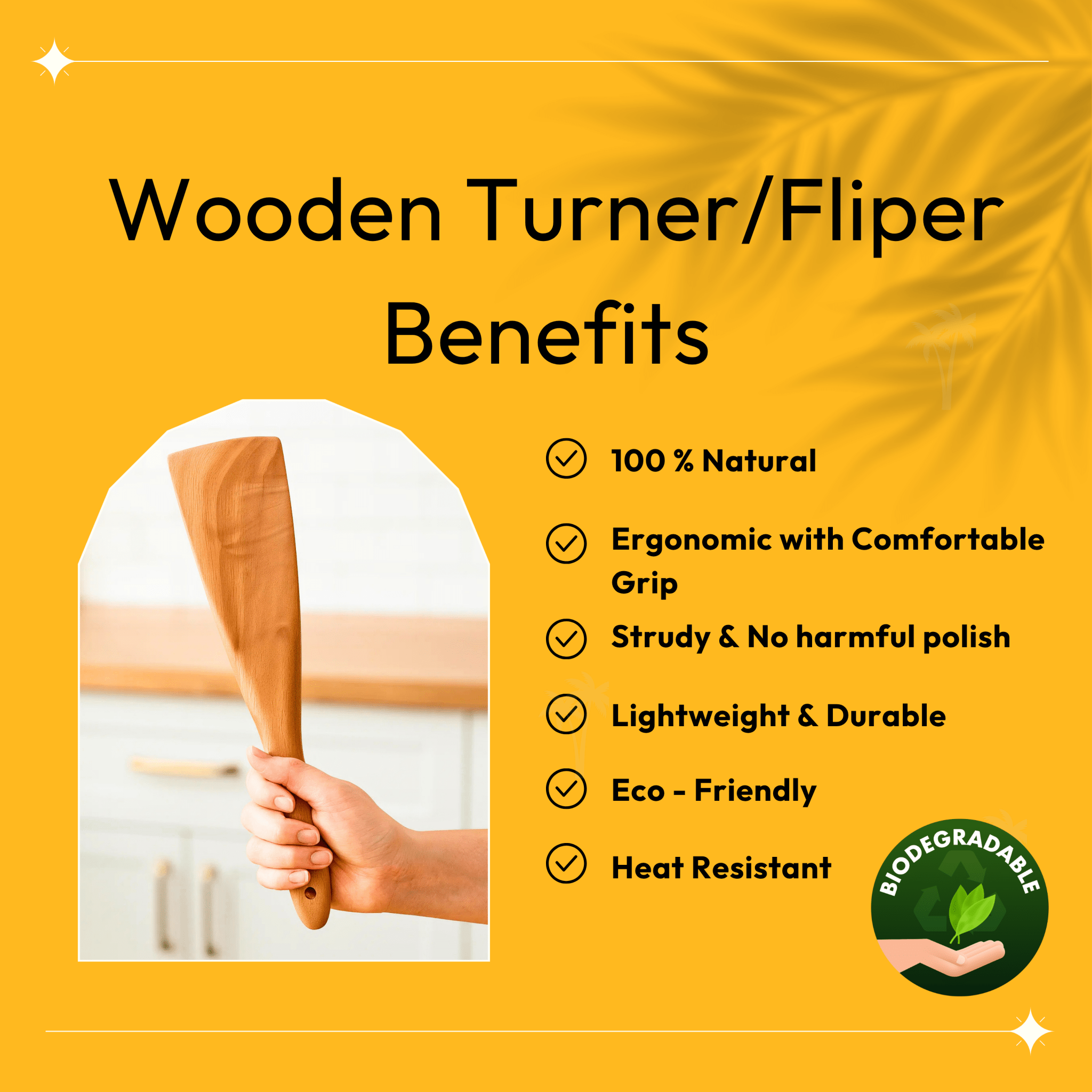 Neem Wooden Spatula - Turner/Flip - Twin Palmyra