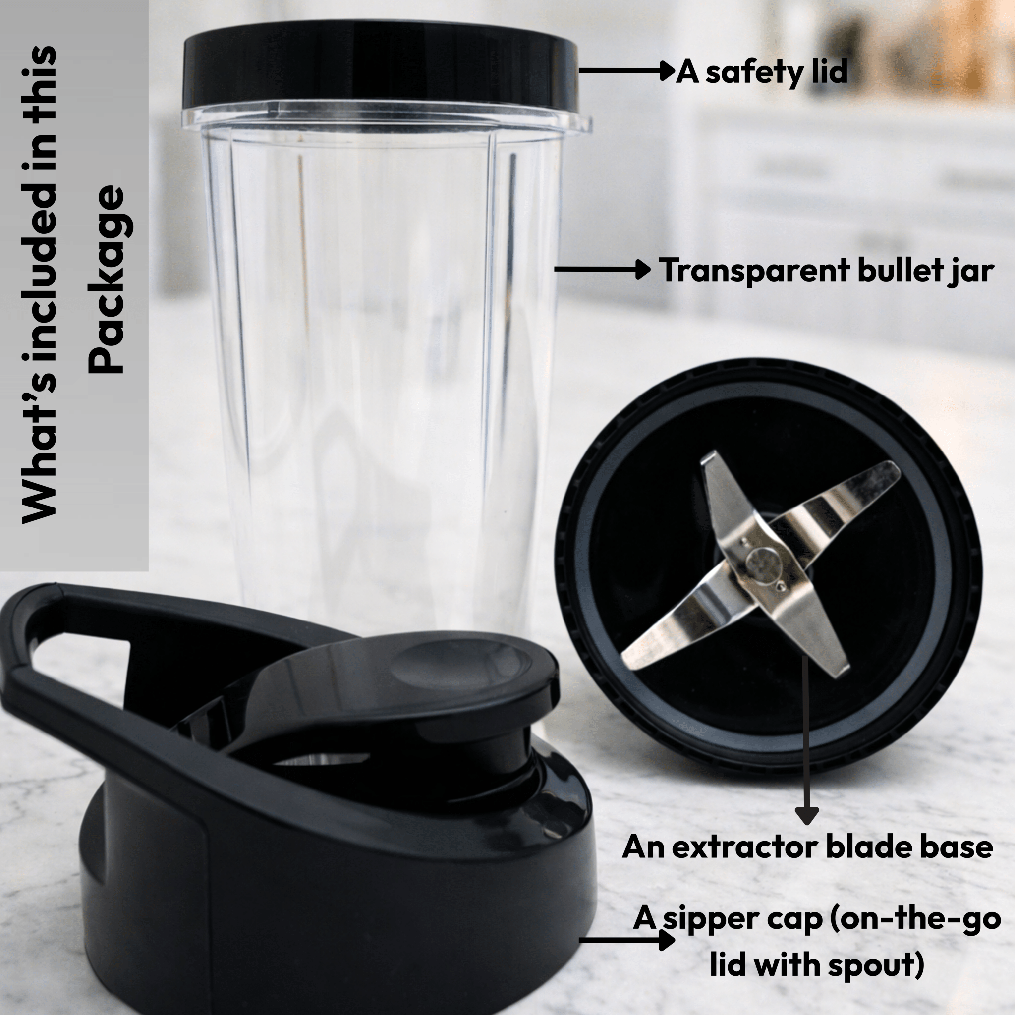 Nutri Blender Attachment with on the go Sipper Cap - For your Mixer Grinder - Twin Palmyra