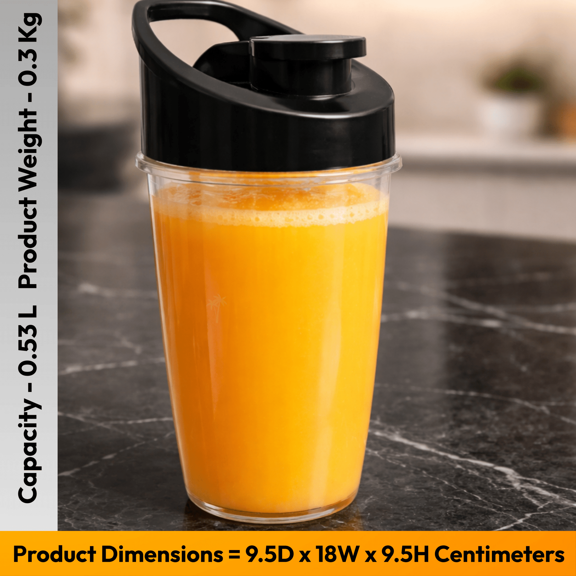 Nutri Blender Attachment with on the go Sipper Cap - For your Mixer Grinder - Twin Palmyra