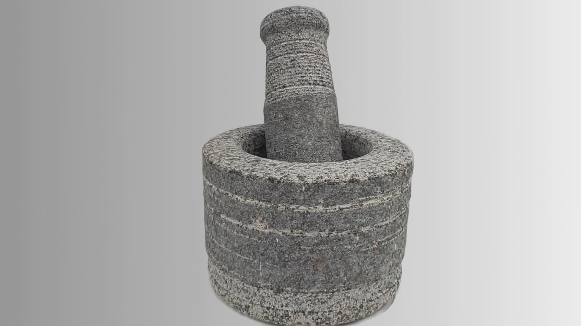 Load video: Stone Mortar and Pestle Set -Traditional