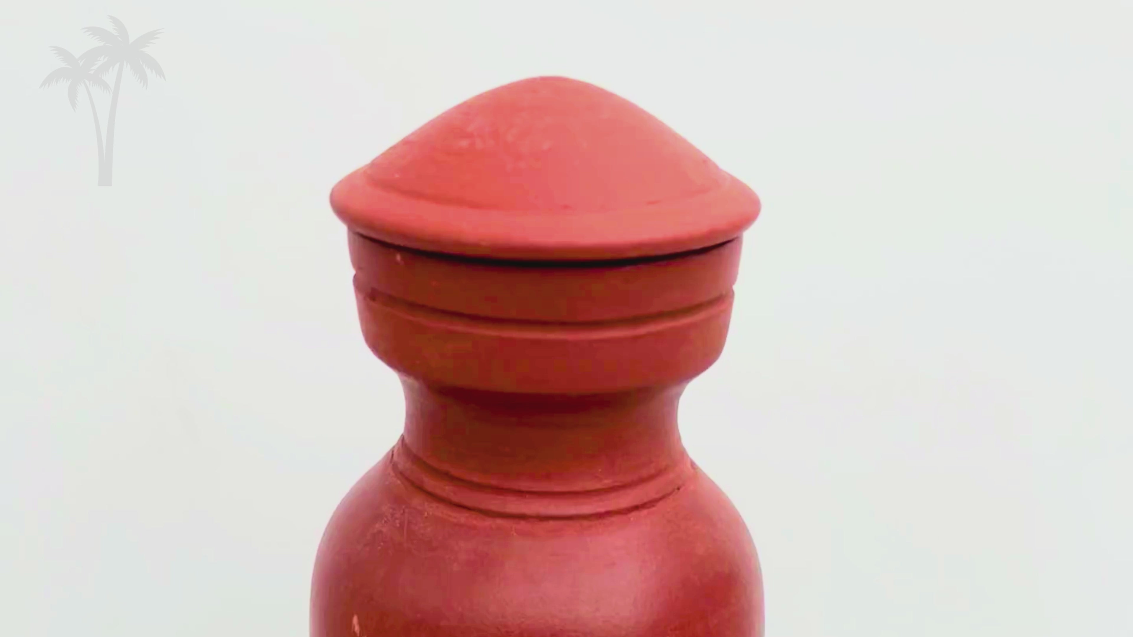 Load video: Clay Water Bottle with Lid -1 Litre | Brown | Handmade Terracotta Mitti Bottle for Natural Cooling