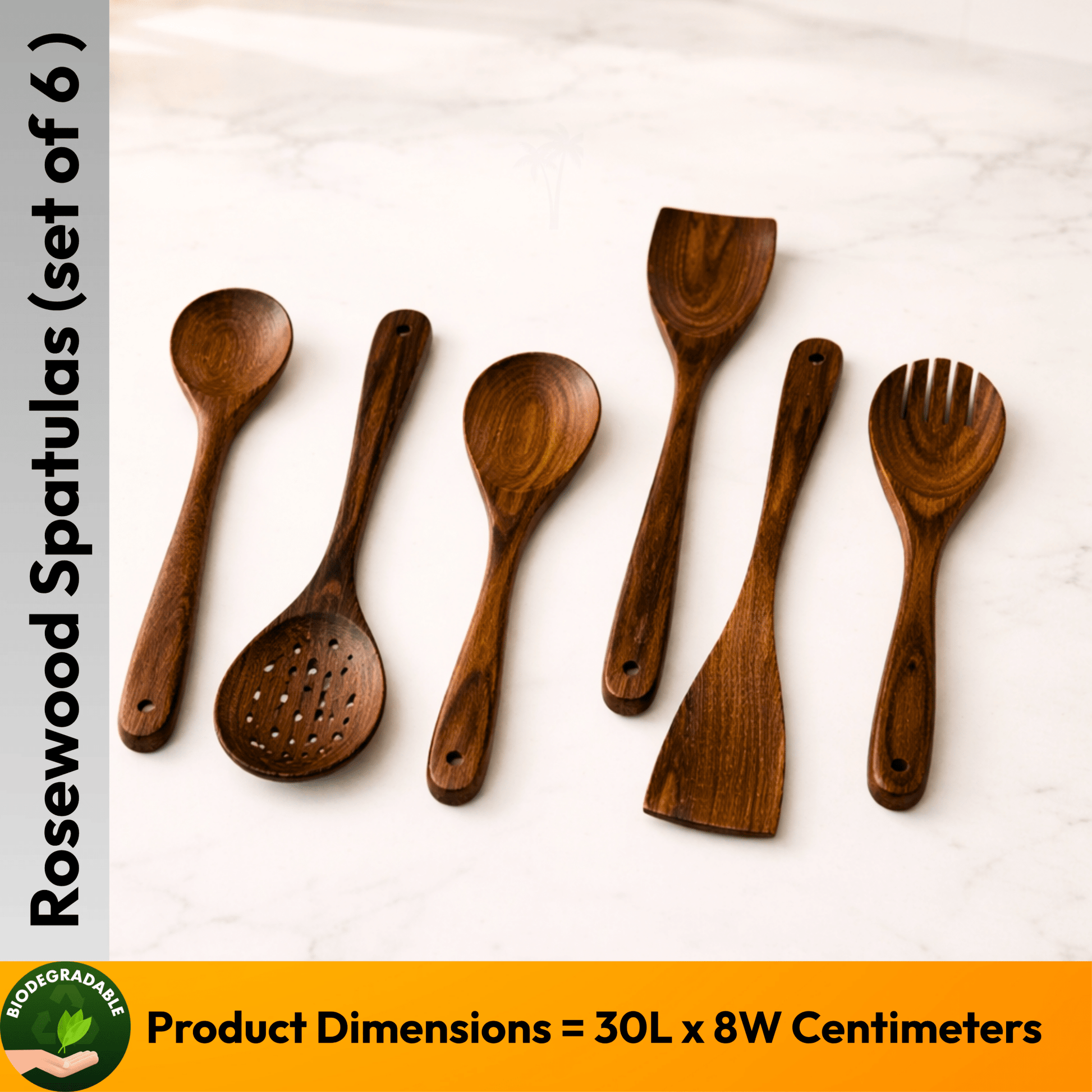 Rosewood Wooden Spatula - 6 Pcs - Twin Palmyra