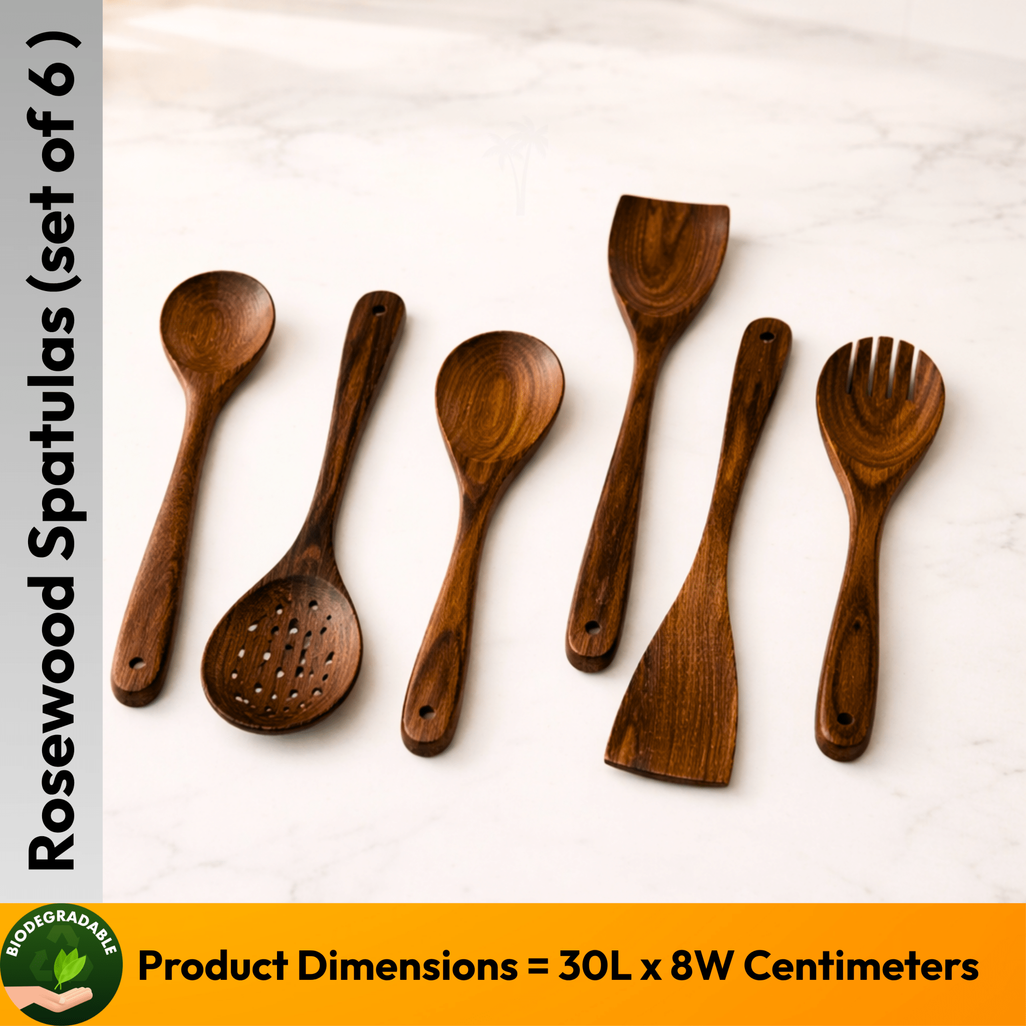 Rosewood Wooden Spatula - 6 Pcs - Twin Palmyra