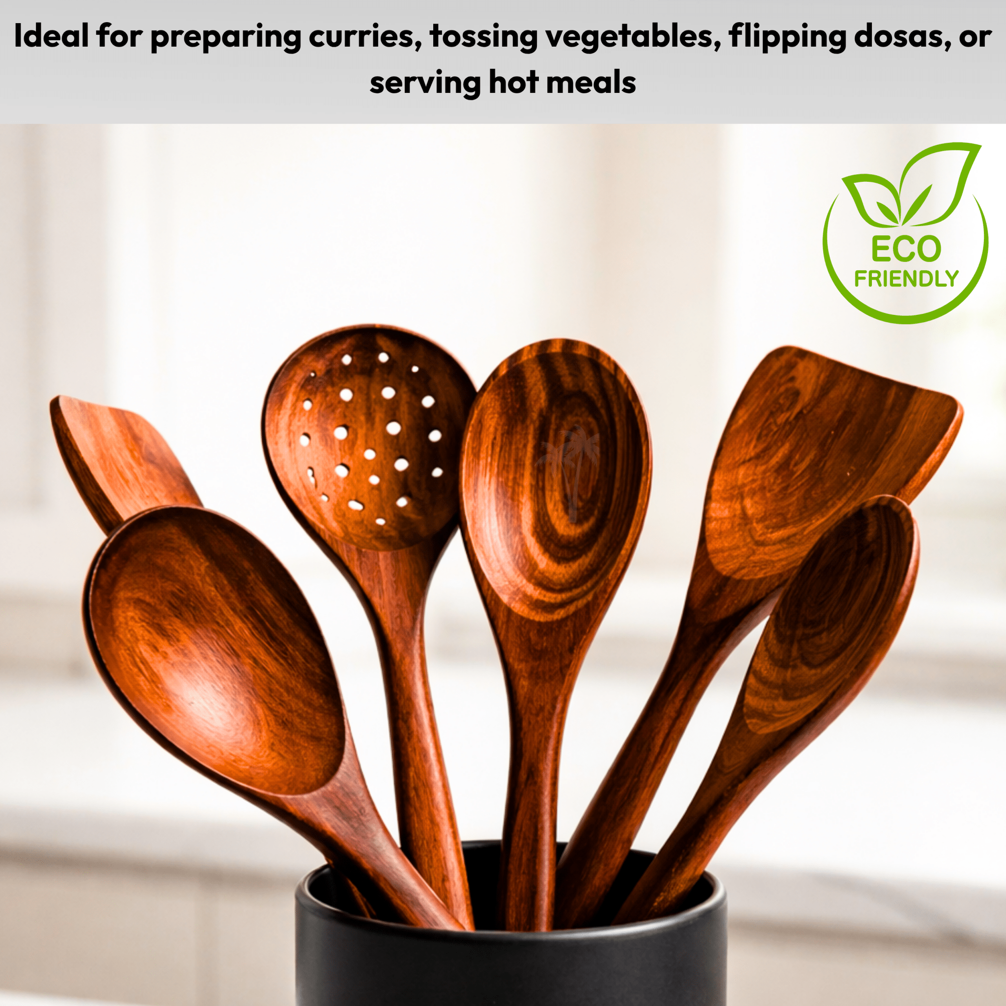 Rosewood Wooden Spatula - 6 Pcs - Twin Palmyra
