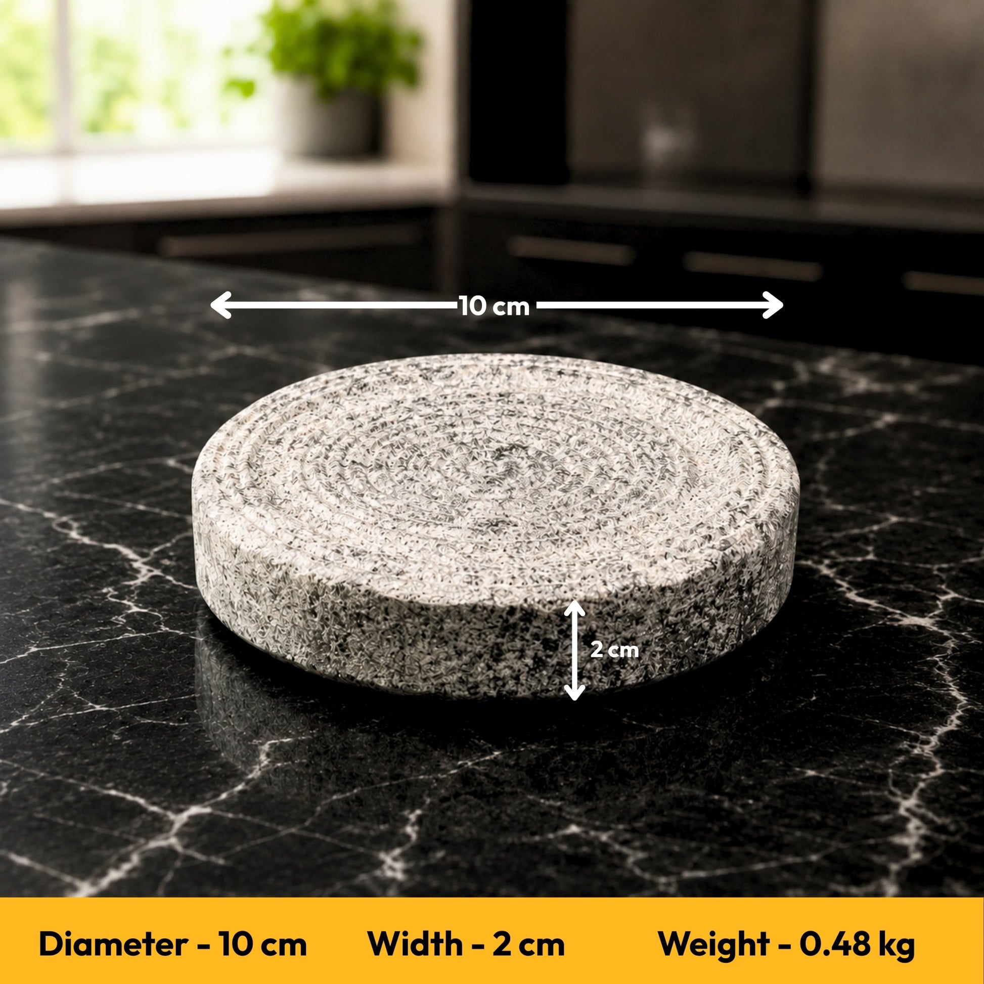 Rubbing Stone Round 4 Inch — Turmeric, Sandalwood & Almond Grinding Stone - Twin Palmyra