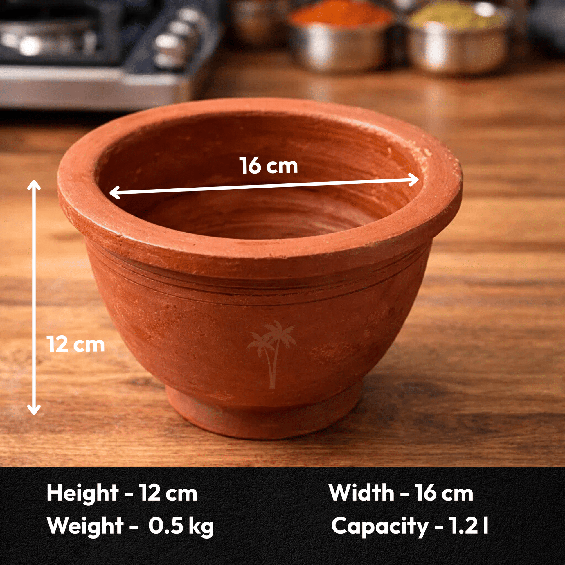 Clay Serving Pot – Brown |  Traditional Terracotta Cookware for Curries, Gravies