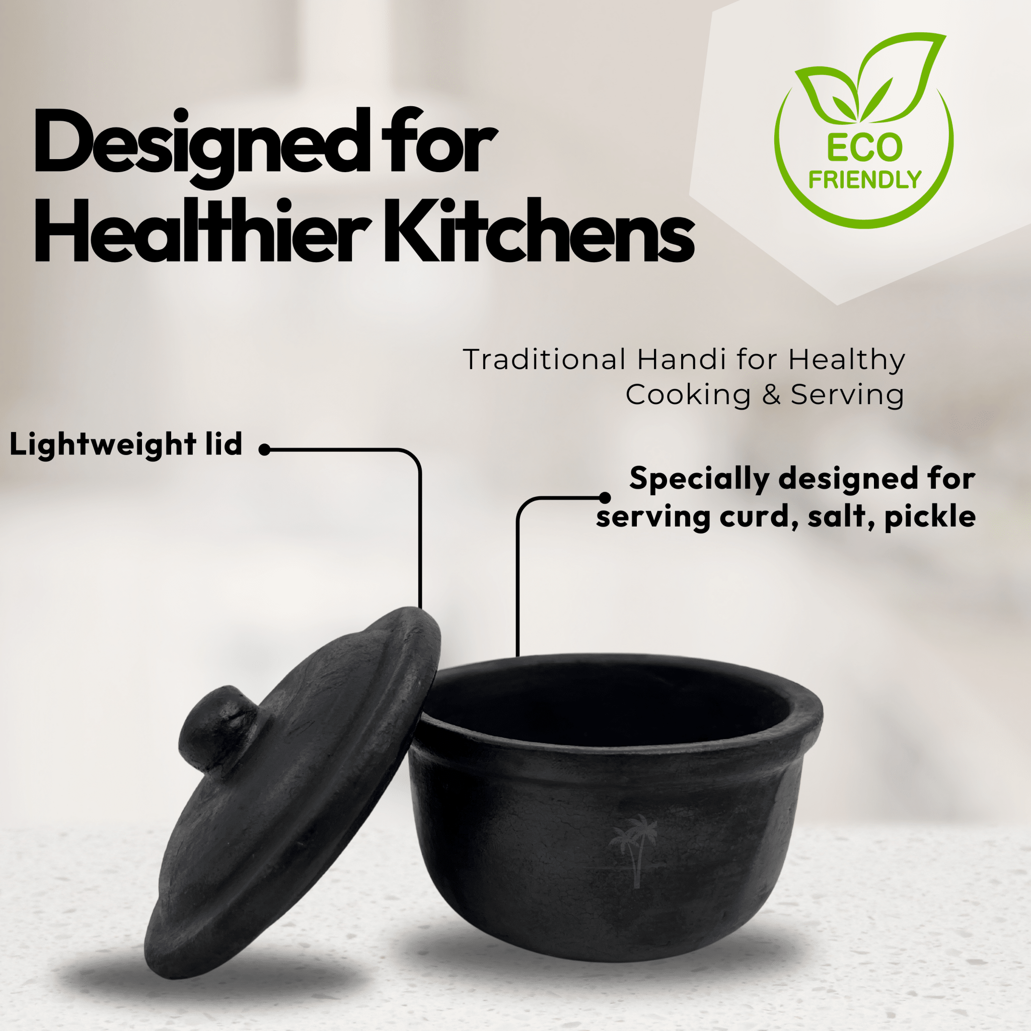 Serving Pot with Lid | Clay Cookware | Traditional Handi for Healthy Cooking & Serving