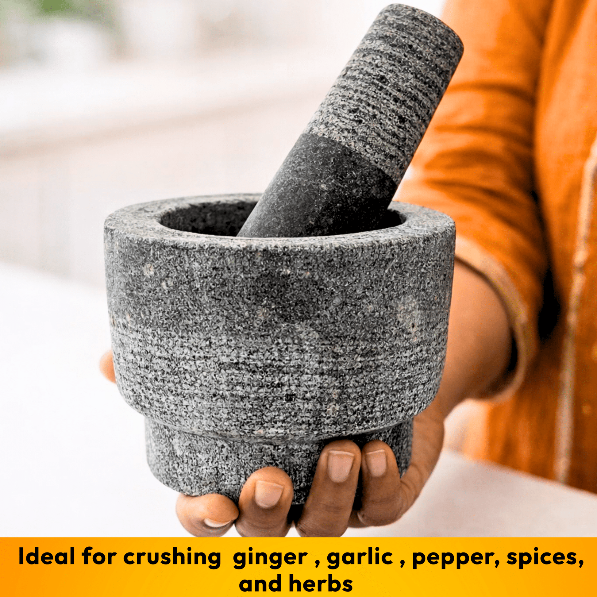 Stone Mortar and Pestle Set - Bowl Shape - Twin Palmyra