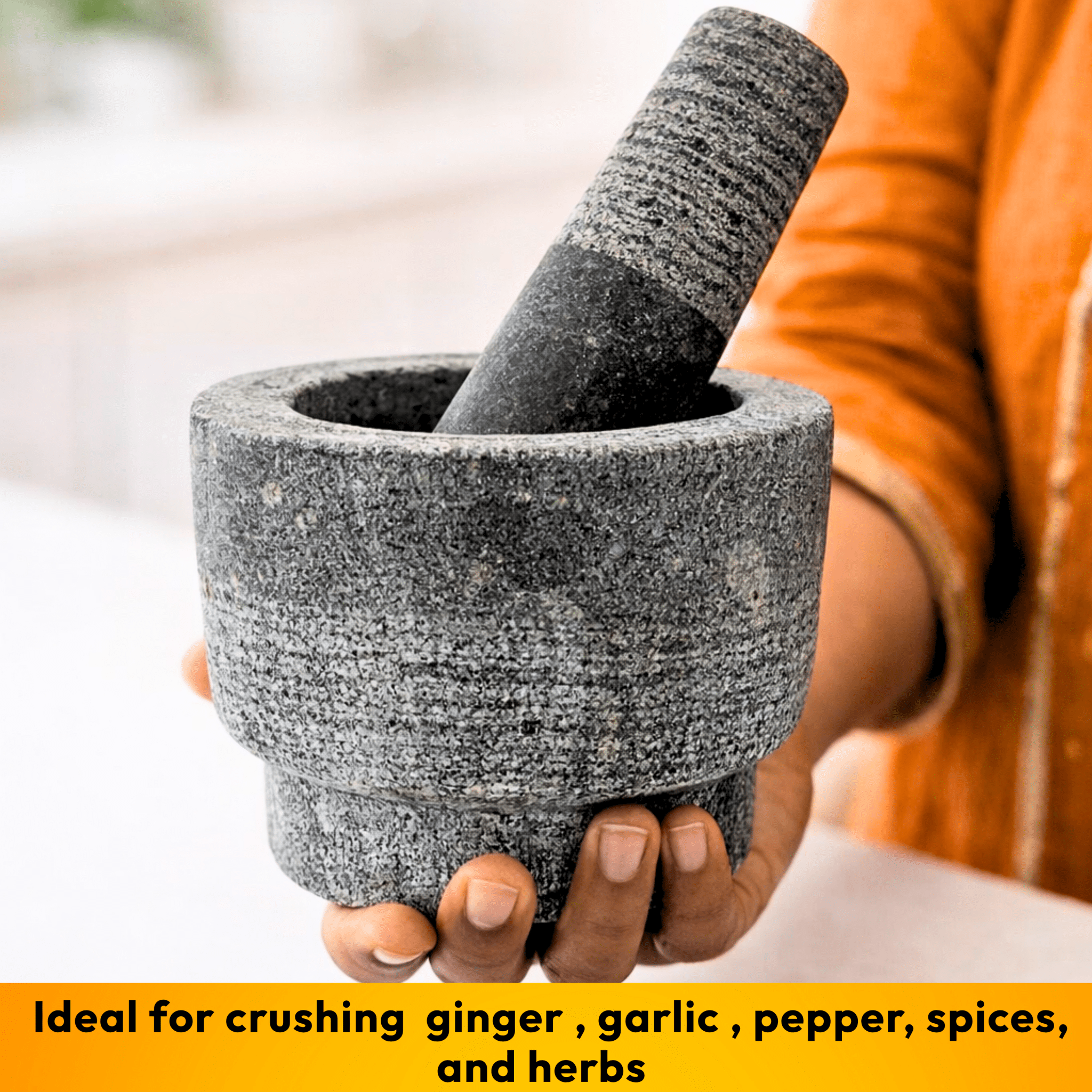 Stone Mortar and Pestle Set - Bowl Shape - Twin Palmyra