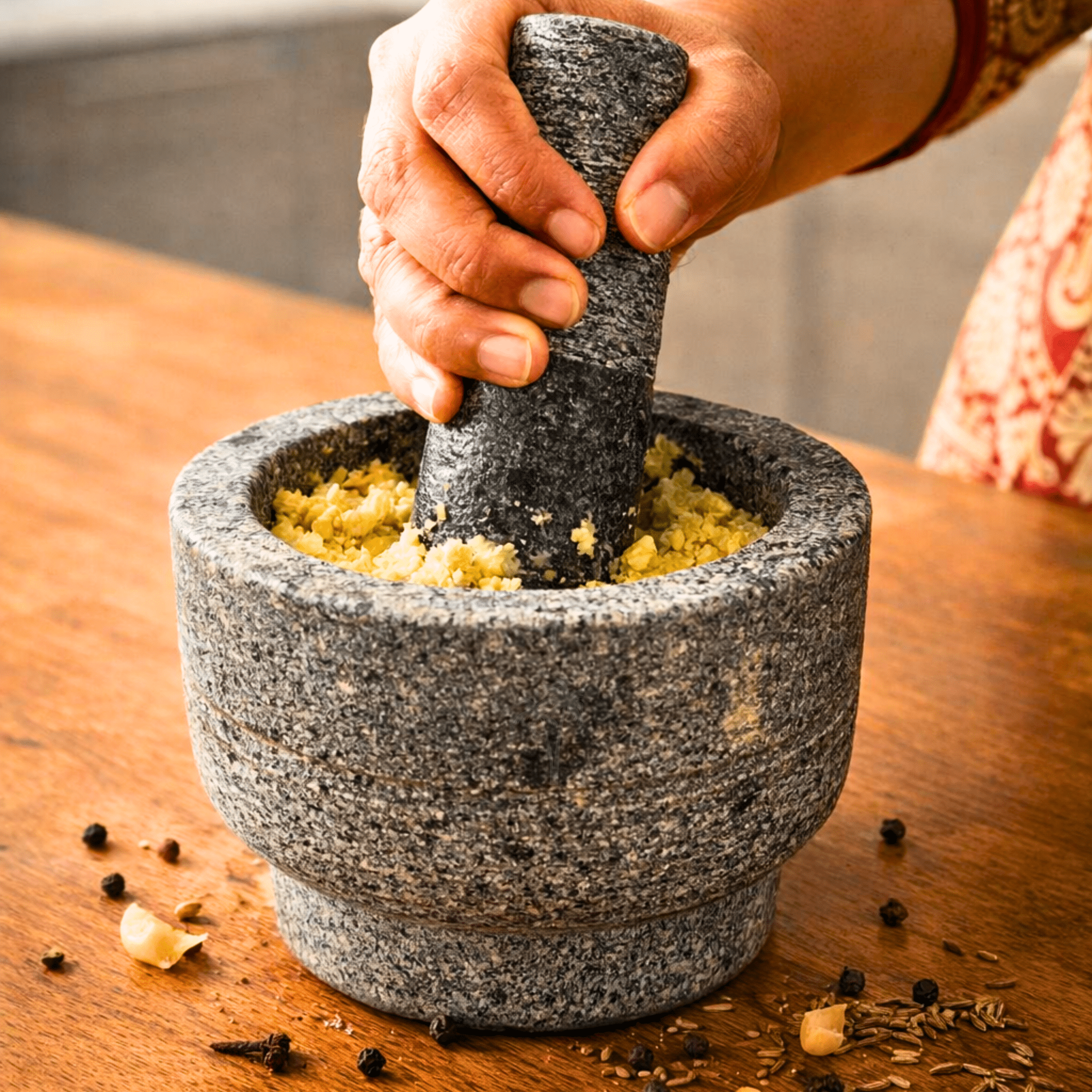 Stone Mortar and Pestle Set - Bowl Shape - Twin Palmyra