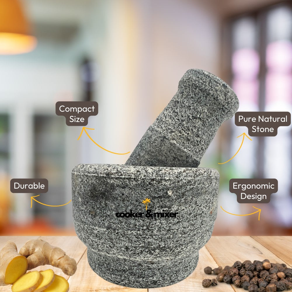 Stone Mortar and Pestle Set - Compact Size