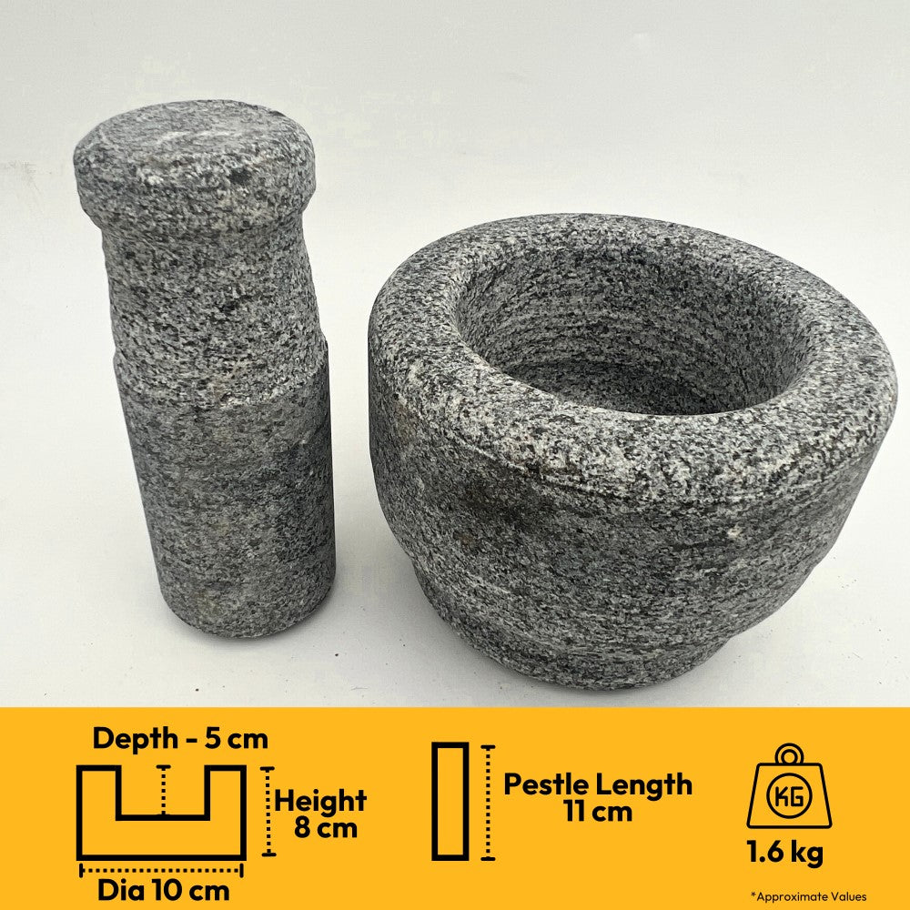 Stone Mortar and Pestle Set - Compact Size