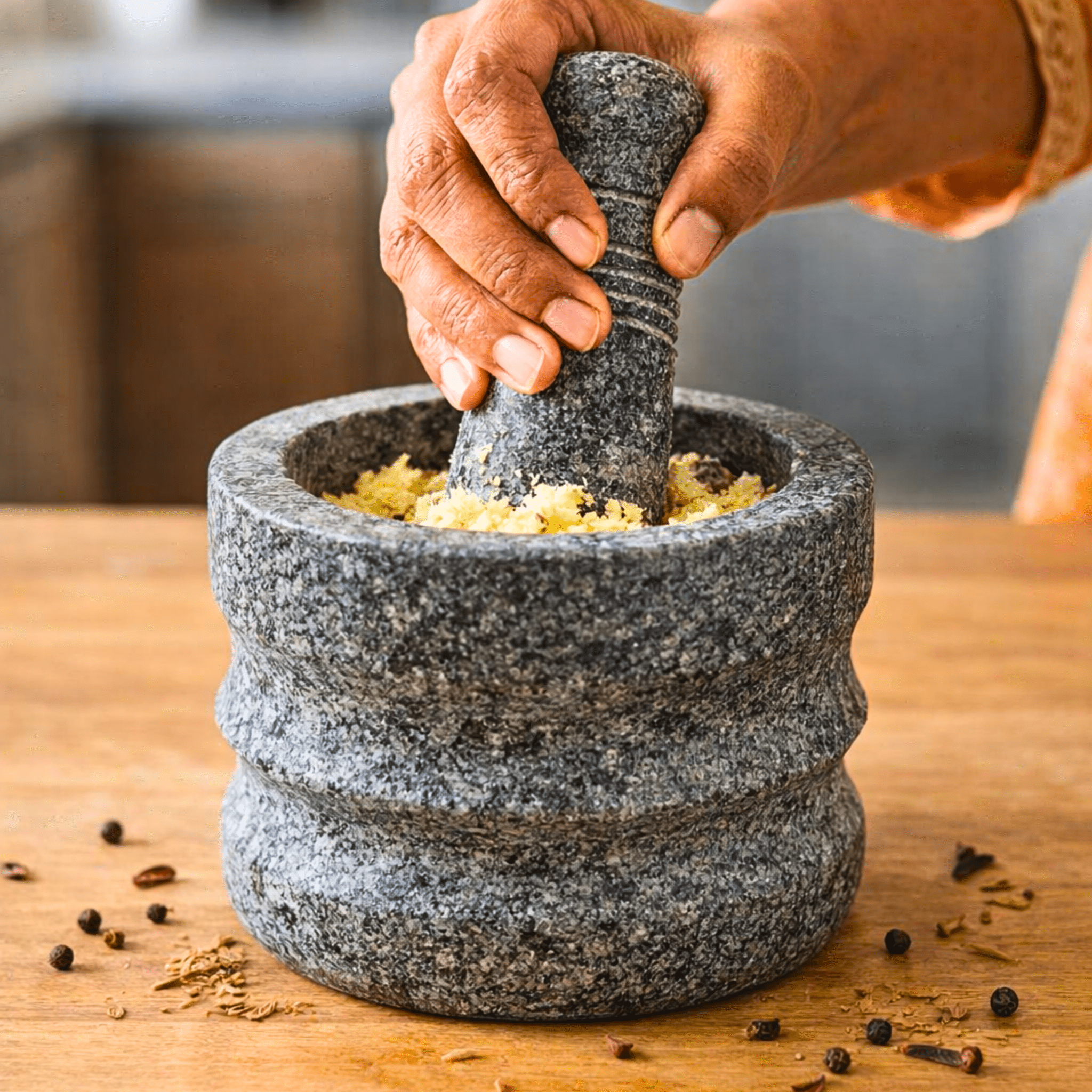Stone Mortar and Pestle Set - Elegant - Twin Palmyra