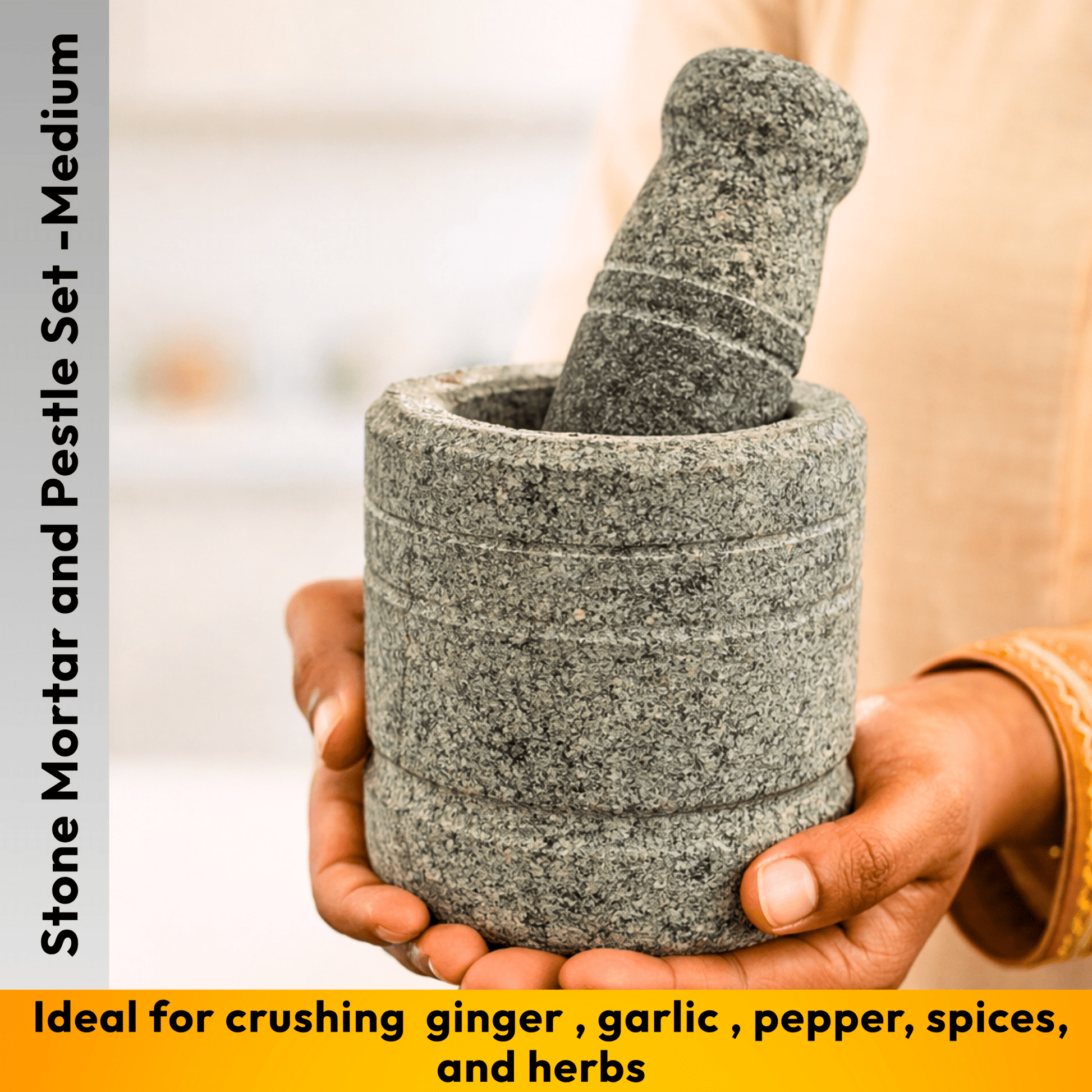 Stone Mortar and Pestle Set - Traditional - Twin Palmyra