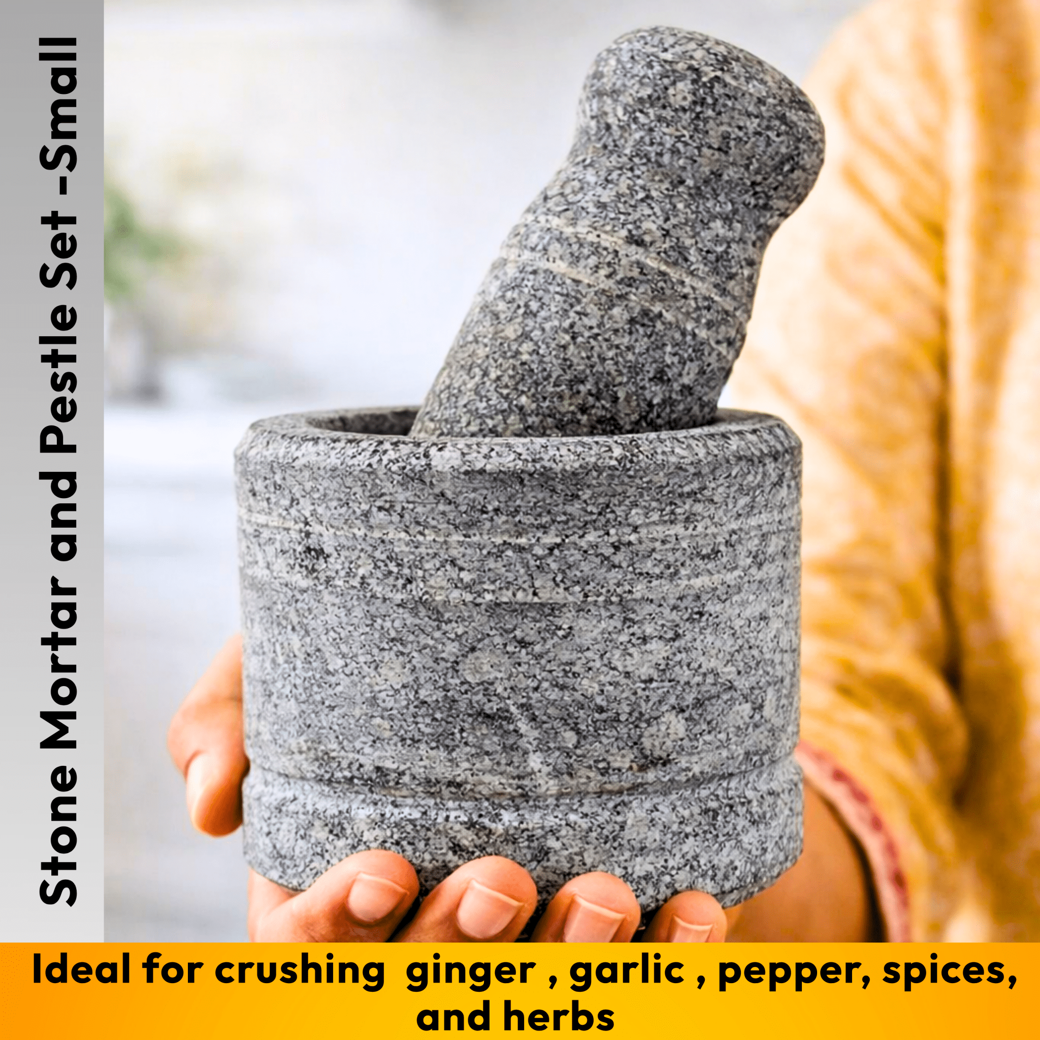 Stone Mortar and Pestle Set - Traditional - Twin Palmyra