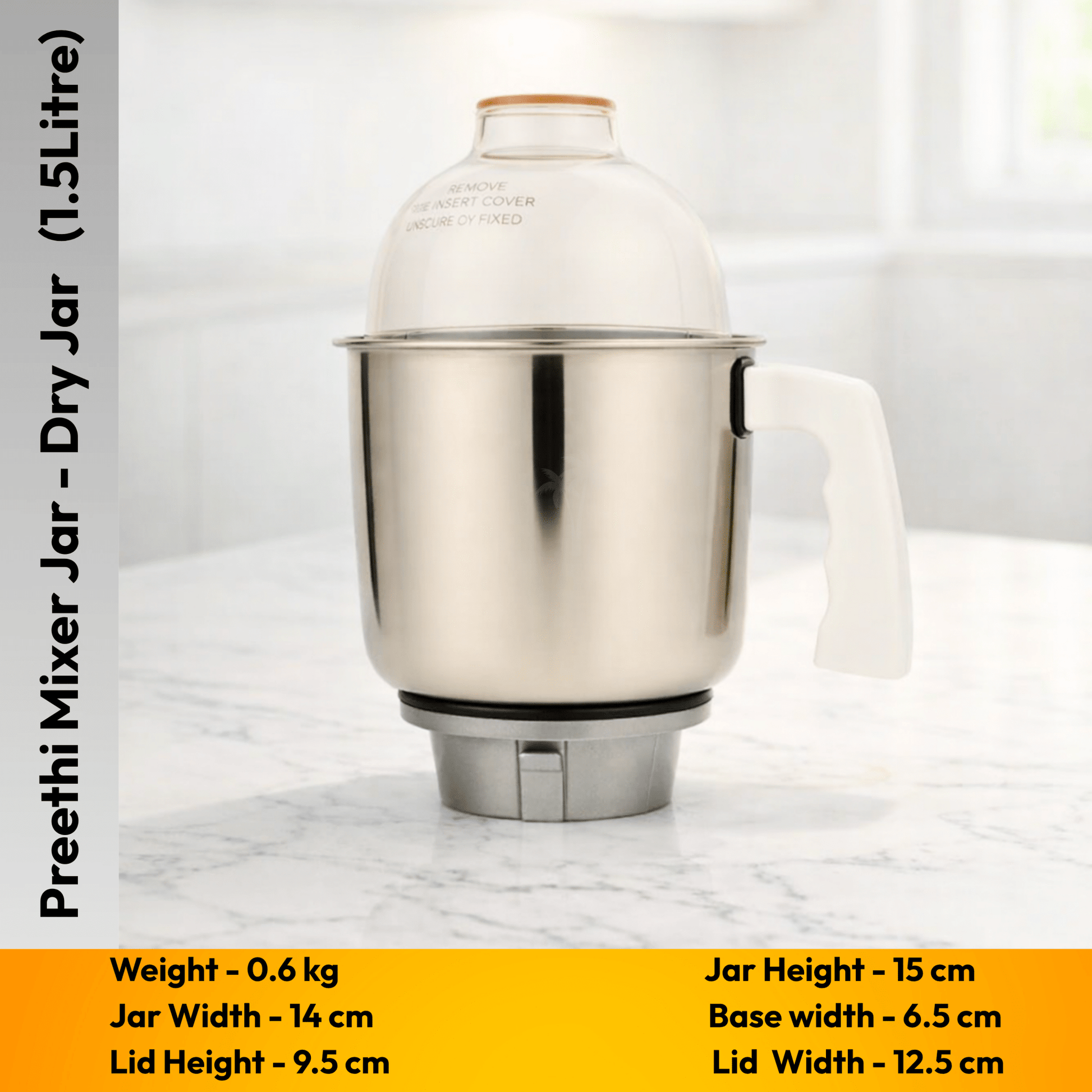 Suitable For Preethi Mixer Jar - Dry Jar (1.5 Litre) - Twin Palmyra