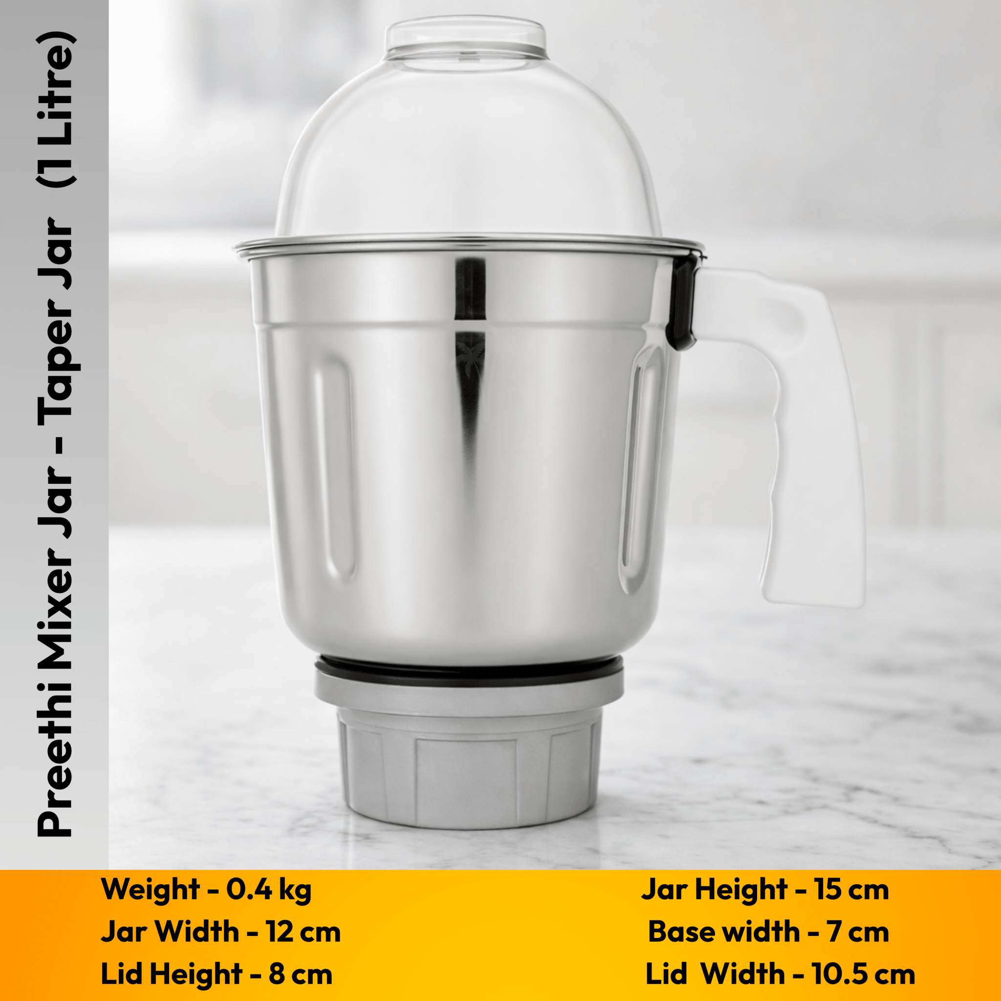Suitable For Preethi Mixer Jar - Taper Jar (1 Litre) - Twin Palmyra