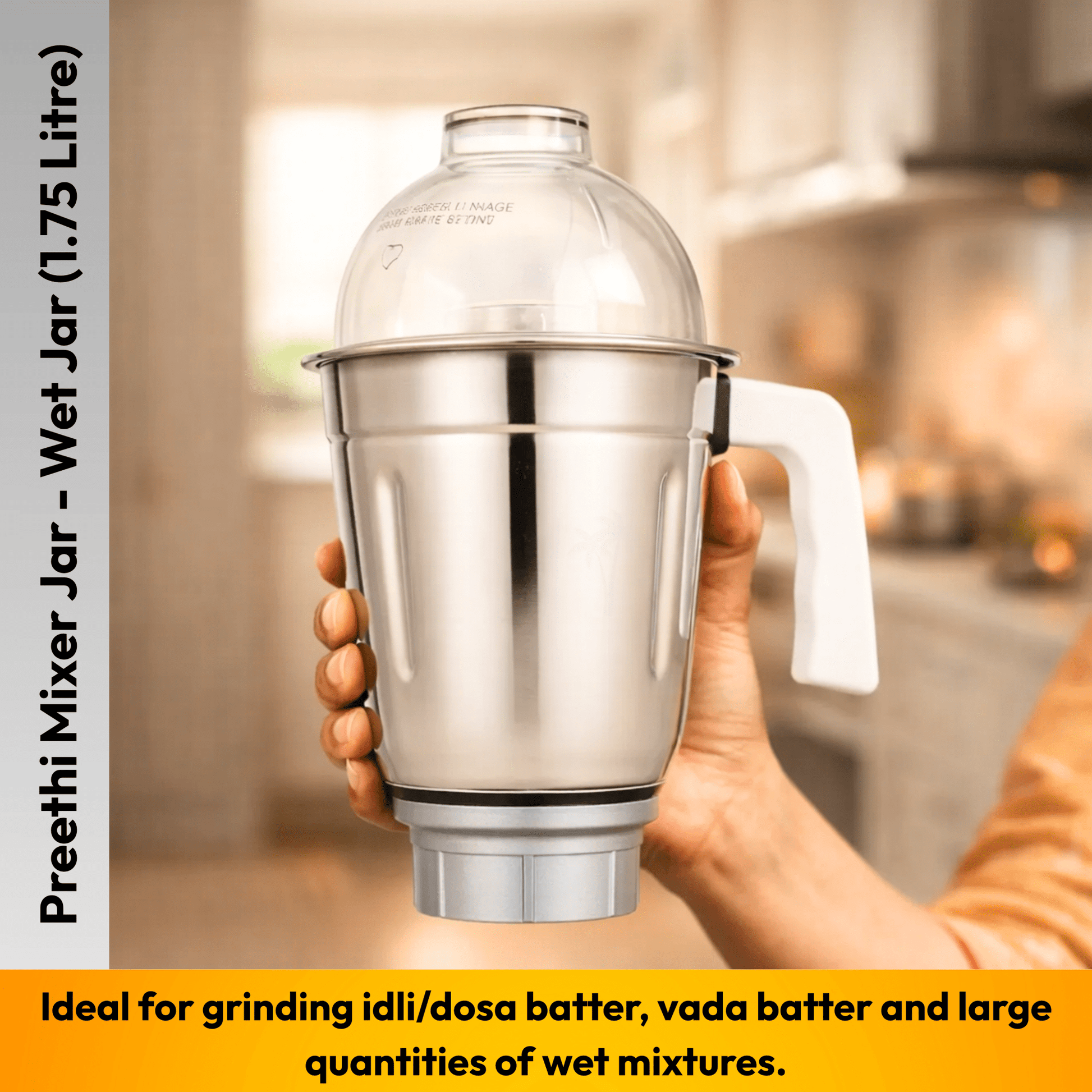 Suitable For Preethi Mixer Jar - Wet Jar (1.75 Litre) - Twin Palmyra