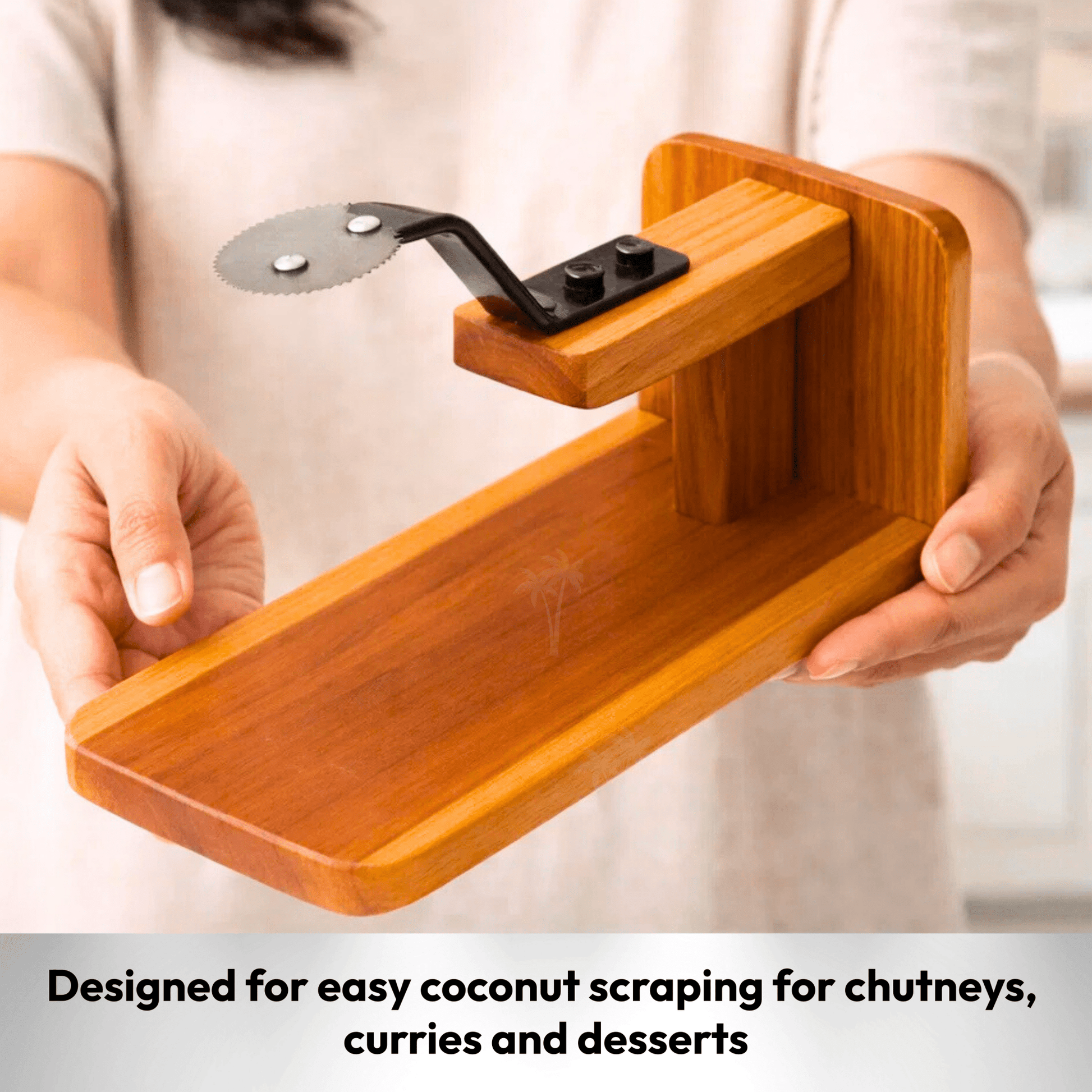 Table Top Coconut Scraper - Manual (Teakwood) - Twin Palmyra