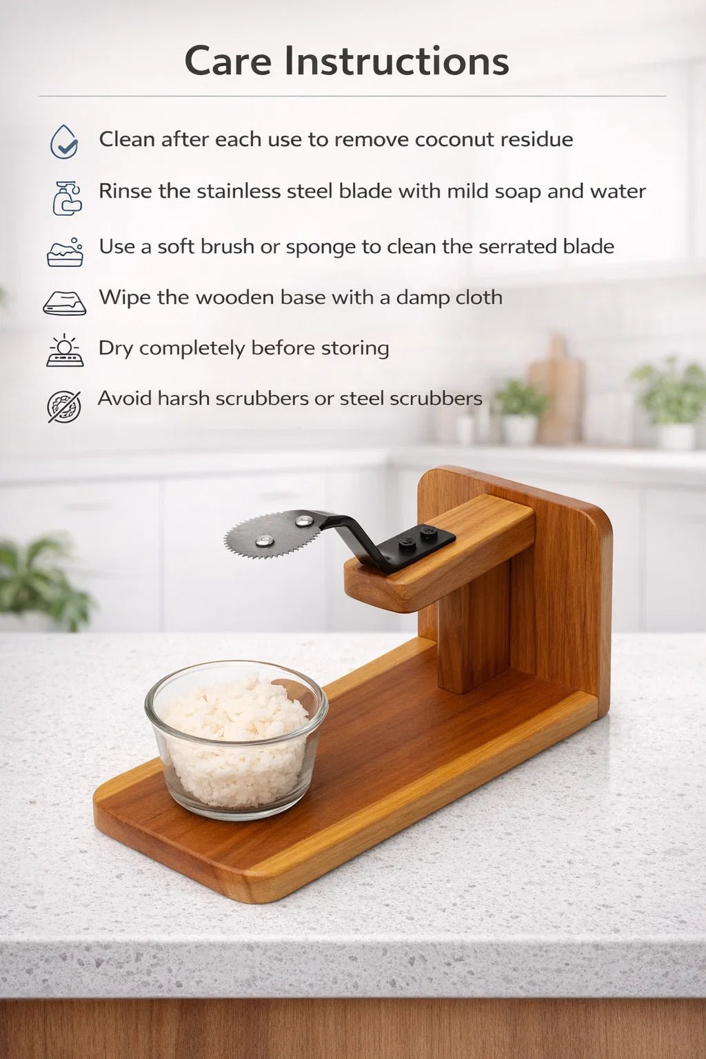 Table Top Coconut Scraper - Manual (Teakwood) - Twin Palmyra