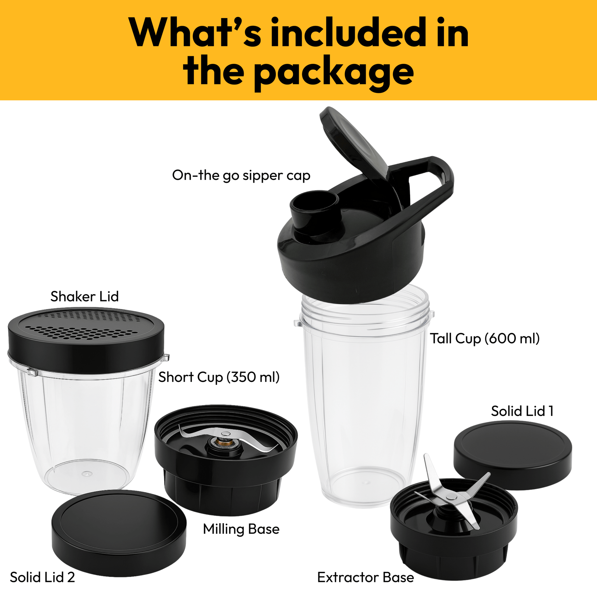 Trendy Bullet Jar Combo (350 ml + 550 ml) - For Indian Mixers - Twin Palmyra