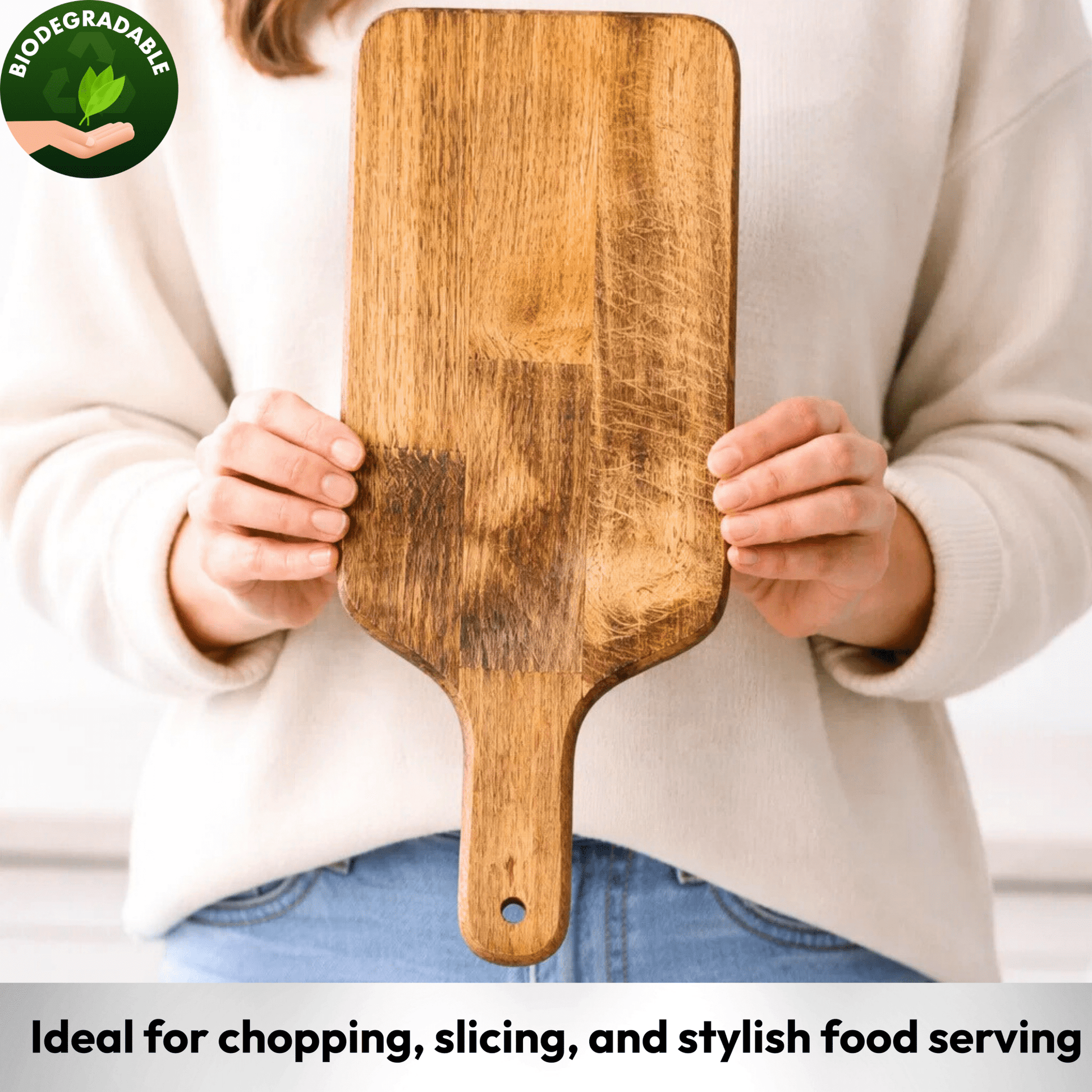 Wooden Chopping Board & Serving Tray for | Kebabs| Tandooris |Fruits - Twin Palmyra