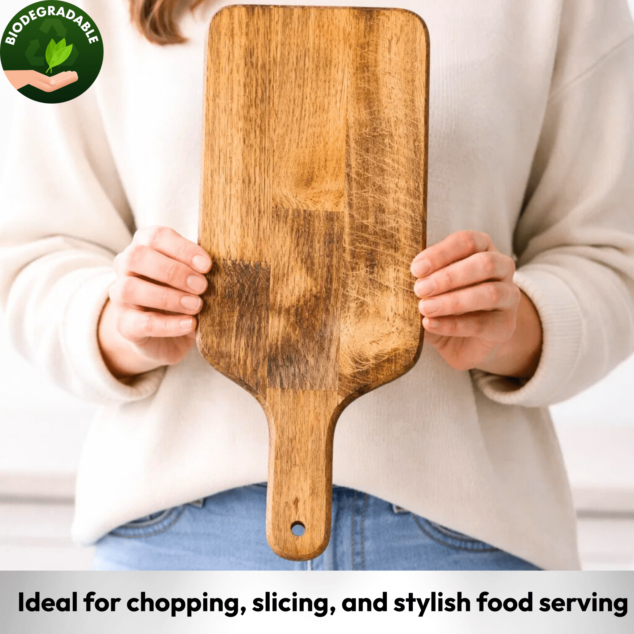 Wooden Chopping Board & Serving Tray for | Kebabs| Tandooris |Fruits - Twin Palmyra